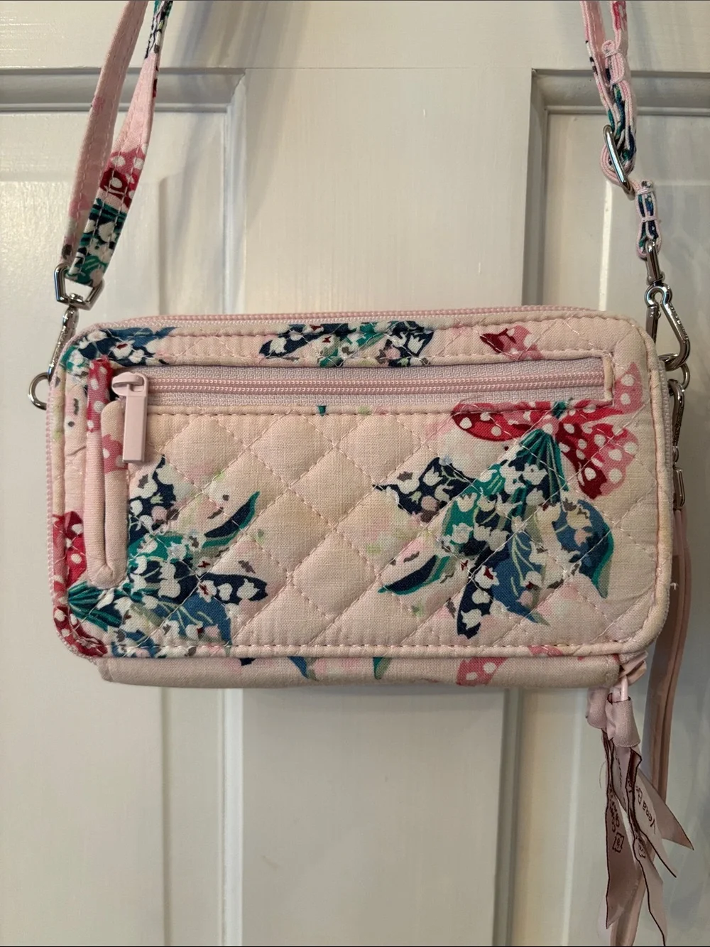 Vera Bradley All in One RFID Wallet Crossbody Wristlet Happiness Returns Pink